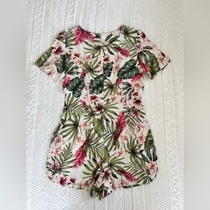 NEW FARM Rio Crewneck Romper with Tropical Print